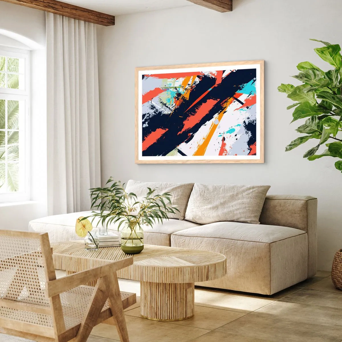 Affiche dans un chêne clair - Poster - Composition dynamique - 50x40 cm