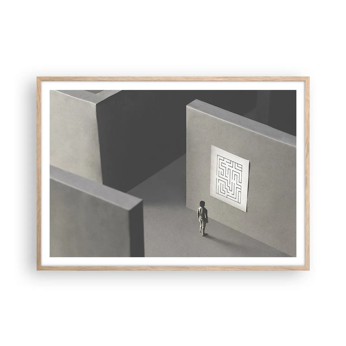 Affiche dans un chêne clair - Poster - Mais où suis-je? - 100x70 cm