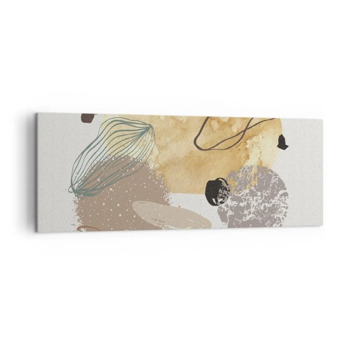 Impression sur toile - Image sur toile - Une composition de formes abstraites en beige et jaune. - 140x50cm - Plumcologie appliquée - Décoration murale moderne pour le salon et la chambre ARTTOR