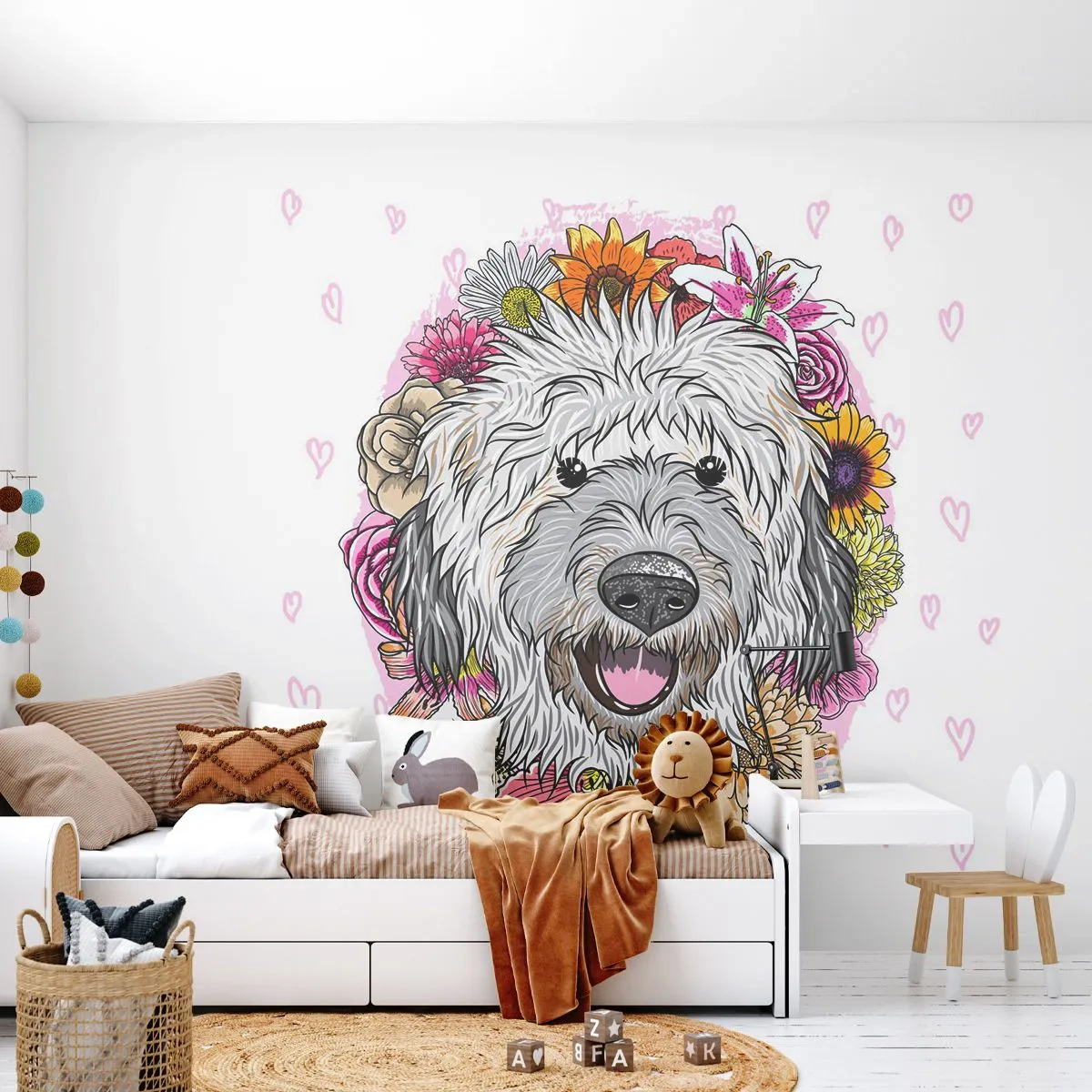 Papier Peint Photo Standard Eco - La joie du chiot - Abstraction, Chien, Pour les enfants - 450x315 cm