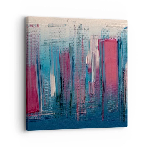 Impression sur toile - Image sur toile - Composition verticale en bleu et rouge - 30x30 cm
