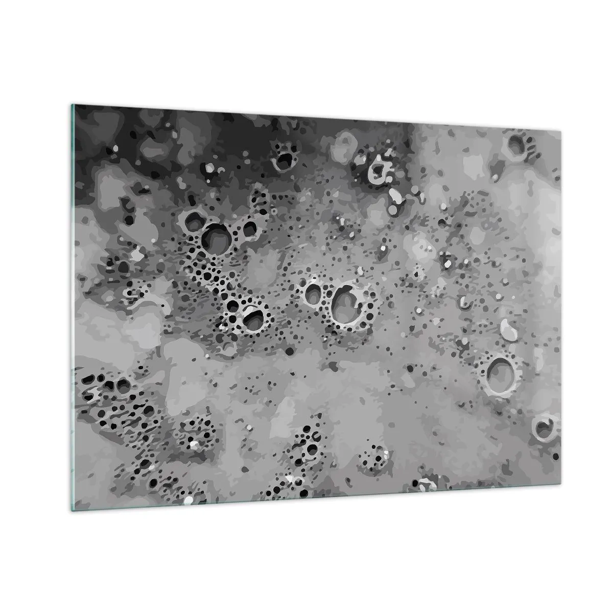 Impression sur verre - Image sur verre - Un motif abstrait ressemblant à la surface de la lune dans des tons de gris. - 100x70cm - Comme un paysage lunaire - Décoration murale moderne pour le salon et la chambre ARTTOR