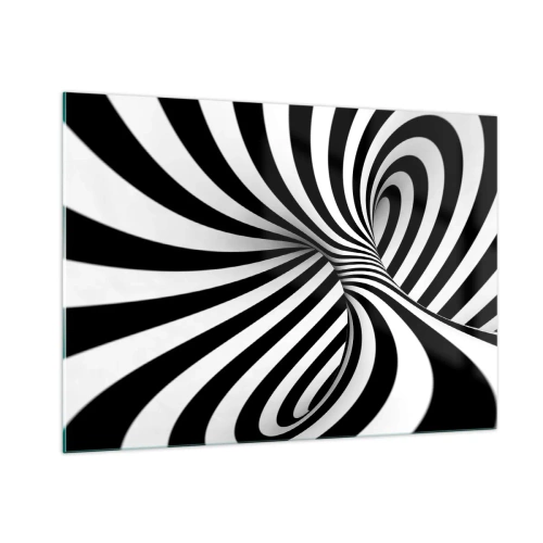 Impression sur verre - Image sur verre - Une spirale noire et blanche créant un effet spatial dynamique. - 100x70cm - Composition : espace de danse - Décoration murale moderne pour le salon et la chambre ARTTOR