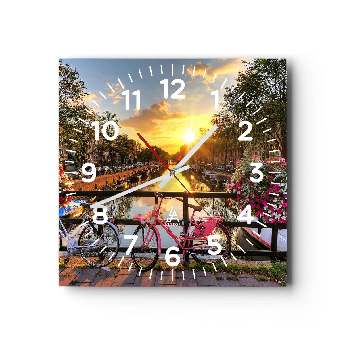 Horloge murale - Pendule murale - Matin de printemps à Amsterdam - 40x40 cm