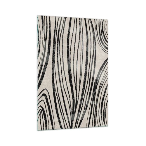 Impression sur verre - Image sur verre - Vagues abstraites dans des tons noirs et blancs - 70x100cm - Ligne de marécage - Décoration murale moderne pour le salon et la chambre ARTTOR