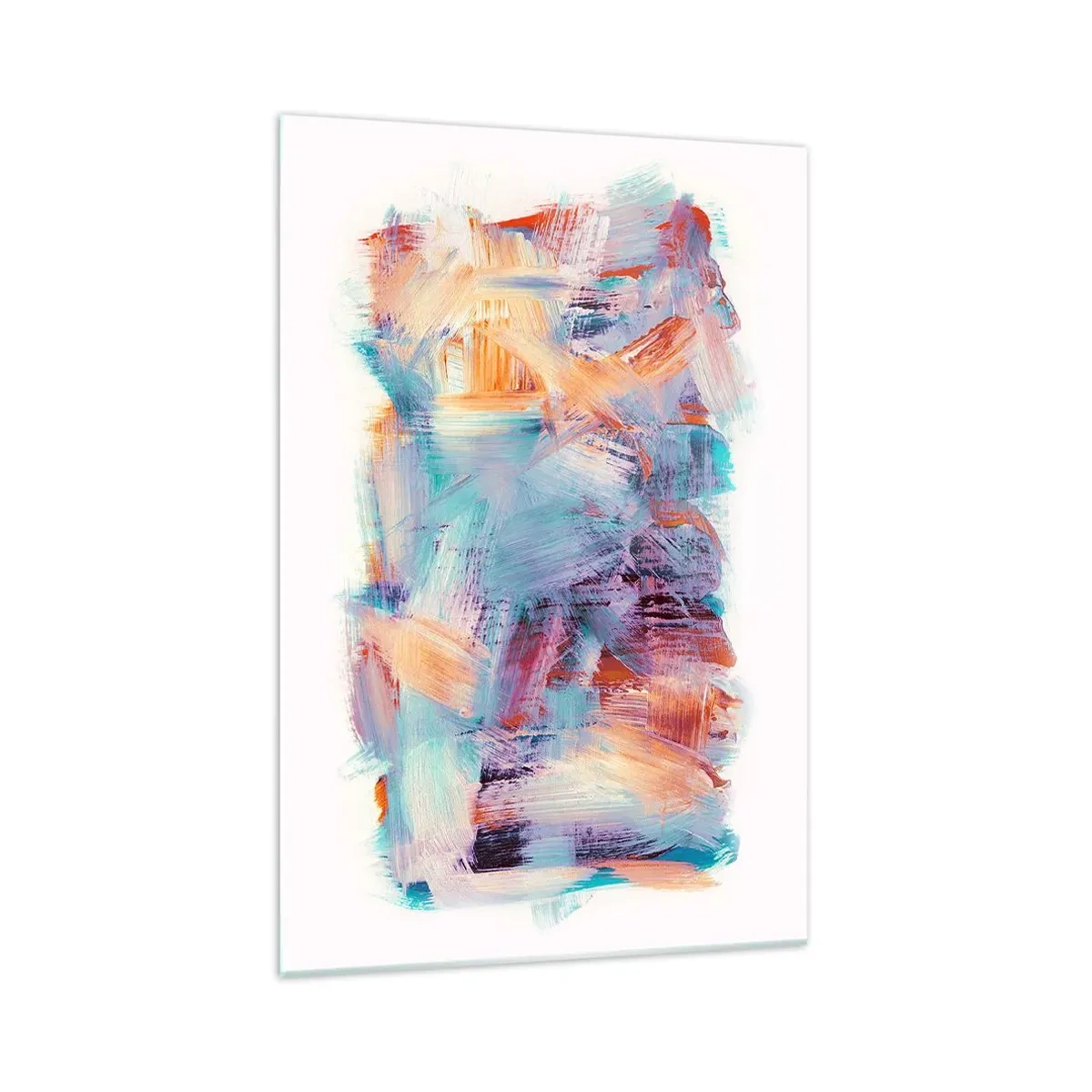 Impression sur verre - Image sur verre - Coups de pinceau colorés dans une composition abstraite - 70x100cm - Un désordre coloré - Décoration murale moderne pour le salon et la chambre ARTTOR