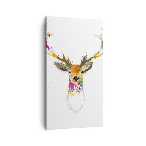 Impression sur toile - Image sur toile - Un cerf doux baigné de couleur - 45x80 cm