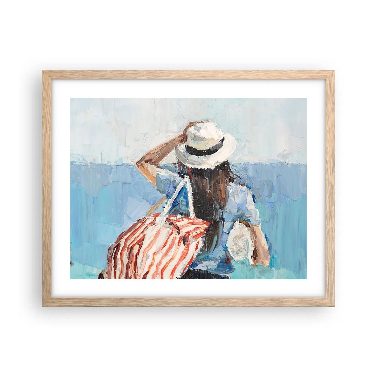 Affiche dans un chêne clair - Poster - Bienvenue à vos vacances - 50x40 cm