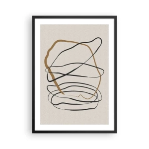 Affiche dans un cadre noir - Poster - Abstraction minimaliste aux lignes dynamiques - 50x70cm - Composition – danse en boucle - Décoration murale moderne pour le salon et la chambre ARTTOR