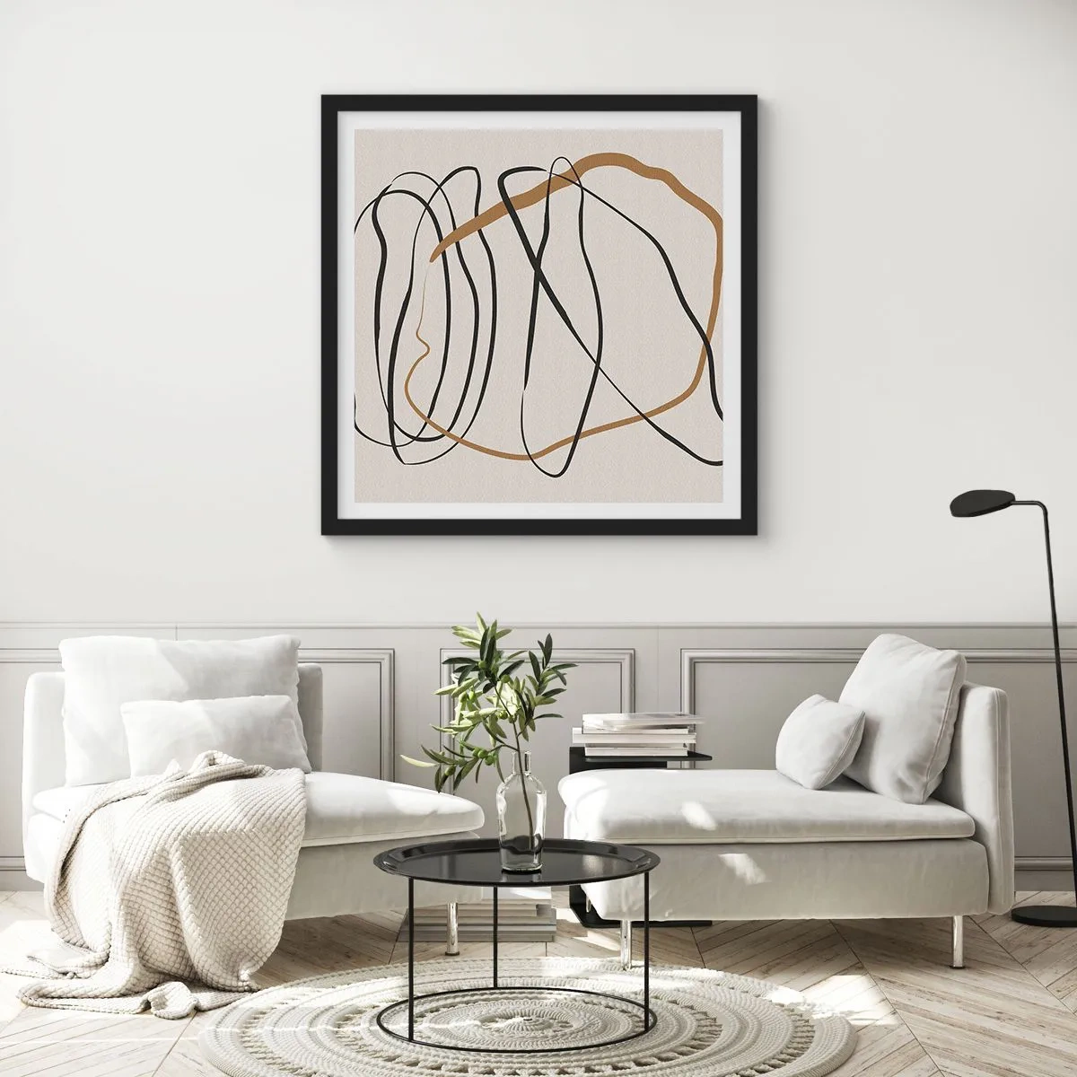 Affiche dans un cadre noir - Poster - Composition – danse en boucle - 50x50 cm