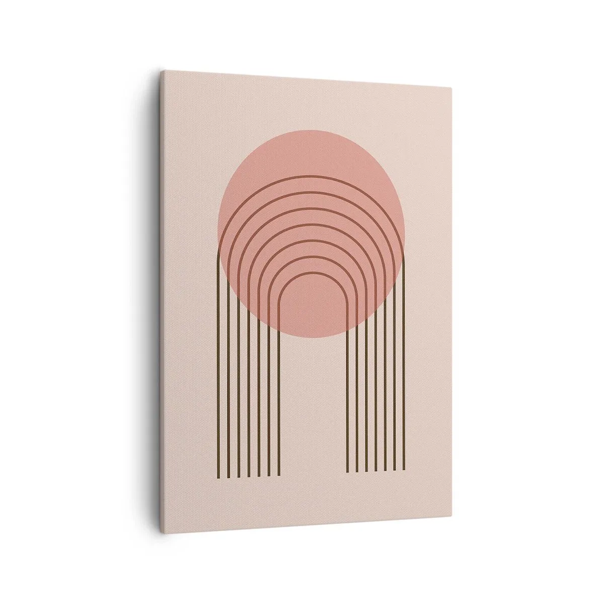 Impression sur toile - Image sur toile - Motif abstrait avec cercle et lignes roses - 50x70cm - Attraction irrésistible - Décoration murale moderne pour le salon et la chambre ARTTOR