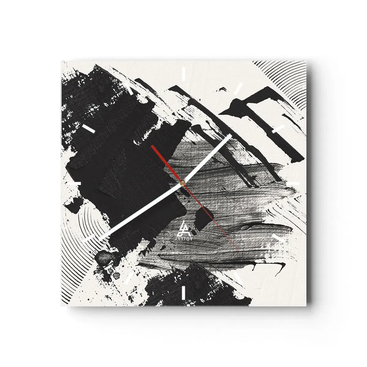 Horloge murale - Pendule murale - Abstraction – expression du noir - 40x40 cm