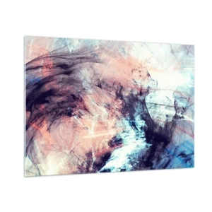 Impression sur verre - Image sur verre - Un mélange abstrait de couleurs dans des tons pastel et sombres. - 100x70cm - Sentir le vent - Décoration murale moderne pour le salon et la chambre ARTTOR