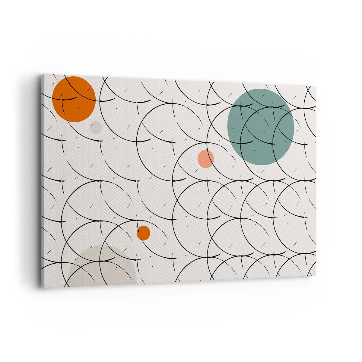 Impression sur toile - Image sur toile - Motif géométrique avec des cercles colorés sur un fond clair - 120x80cm - Dans l'esprit pop art - Décoration murale moderne pour le salon et la chambre ARTTOR