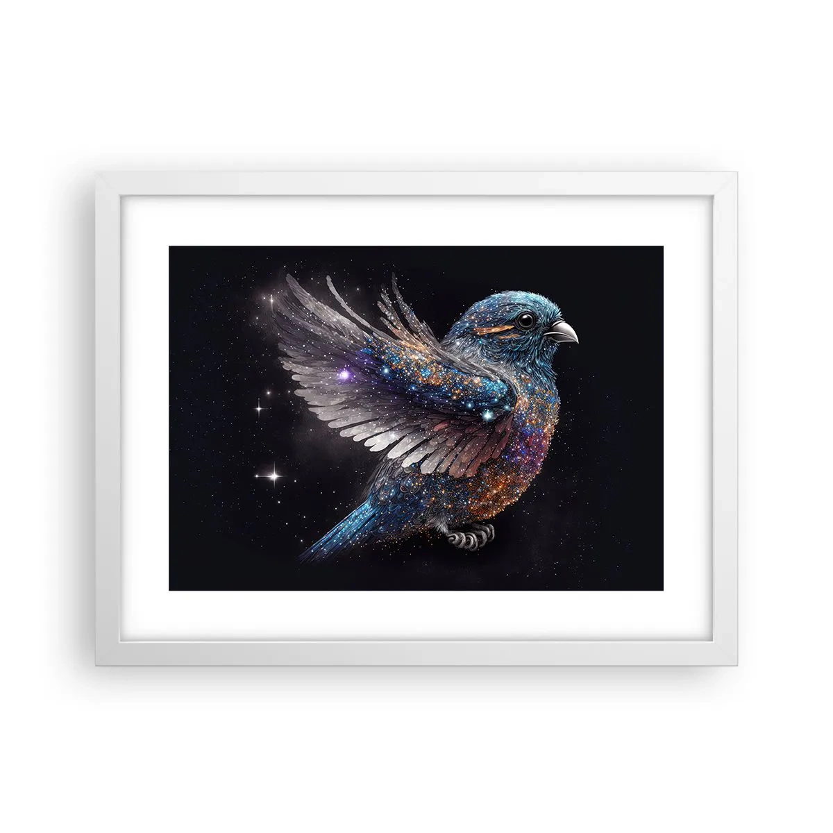 Affiche dans un cadre blanc - Poster - Moineau de diamant - 40x30 cm