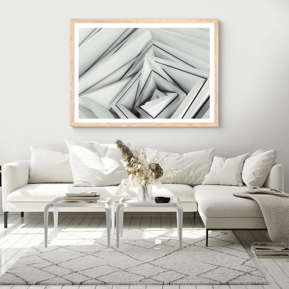 Affiche dans un chêne clair - Poster - Bourgeon d’angles vifs - 70x50 cm