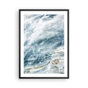 Affiche dans un cadre noir - Poster - Marbre bleu avec de subtiles veines dorées - 50x70cm - Monde de glace - Décoration murale moderne pour le salon et la chambre ARTTOR