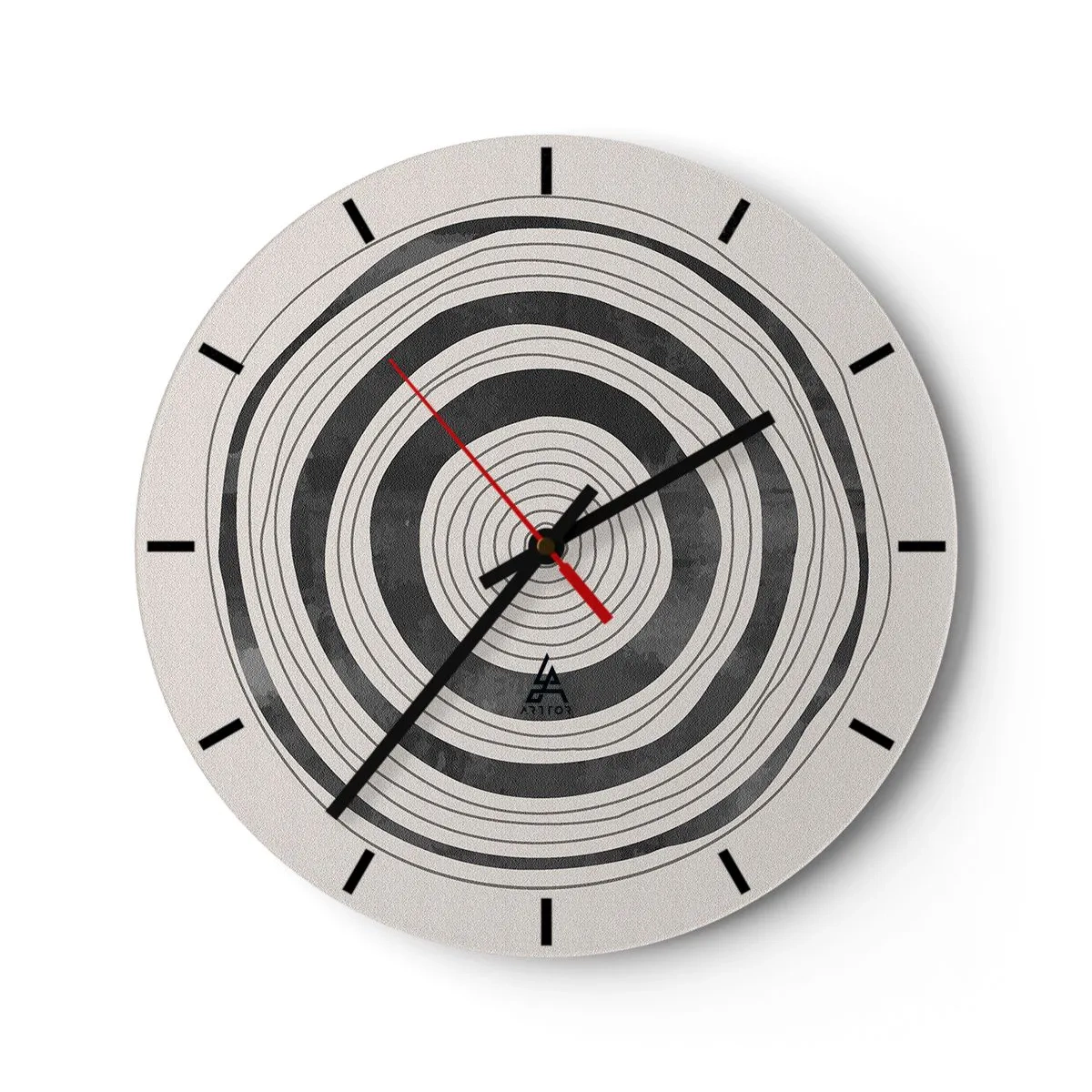 Horloge murale - Pendule murale - Anneaux concentriques en nuances de gris sur fond clair - 30x30cm - Ce qui est important c'est ce qu'il y a entre les deux - Décoration murale moderne pour le salon, la cuisine et la chambre ARTTOR