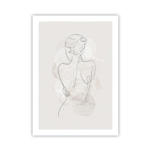 Affiche - Poster - Une silhouette féminine délicate dans une ligne continue - 50x70cm - Comme un instrument sensible - Décoration murale moderne pour le salon et la chambre ARTTOR