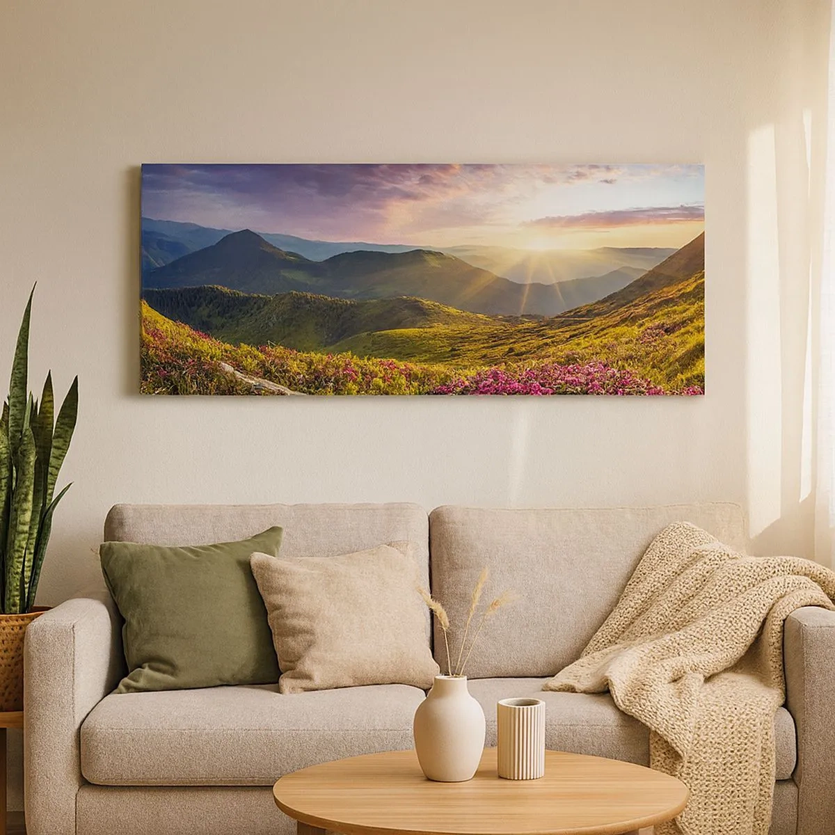 Impression sur toile - Image sur toile - Fraîcheur matinale en montagne - 100x40 cm