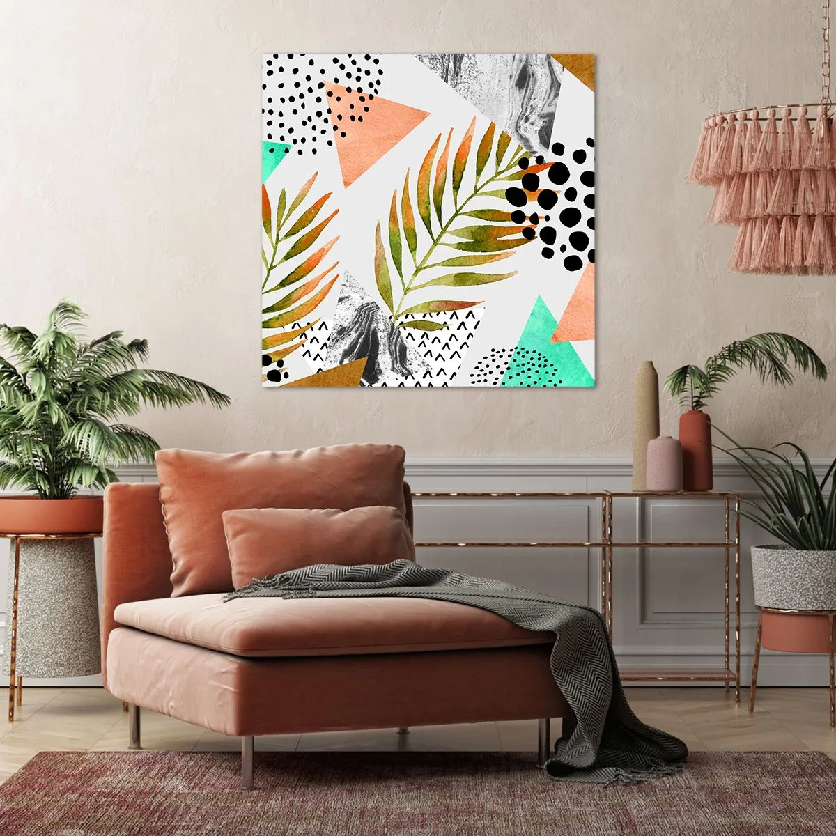 Impression sur toile - Image sur toile - Décoration avec feuille de palmier - 60x60 cm