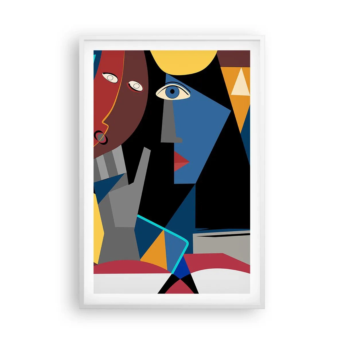 Affiche dans un cadre blanc - Poster - Une conversation entre cubistes - 61x91 cm