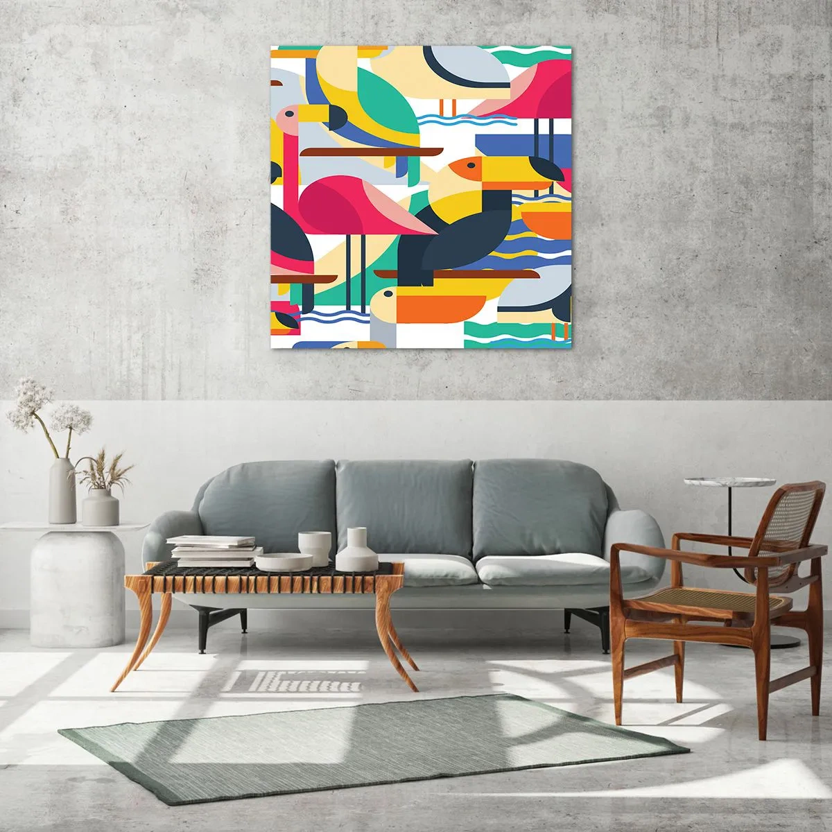 Impression sur verre - Image sur verre - Fête des oiseaux - 50x50 cm