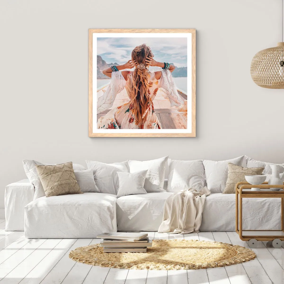 Affiche dans un chêne clair - Poster - En route vers le bonheur - 60x60 cm