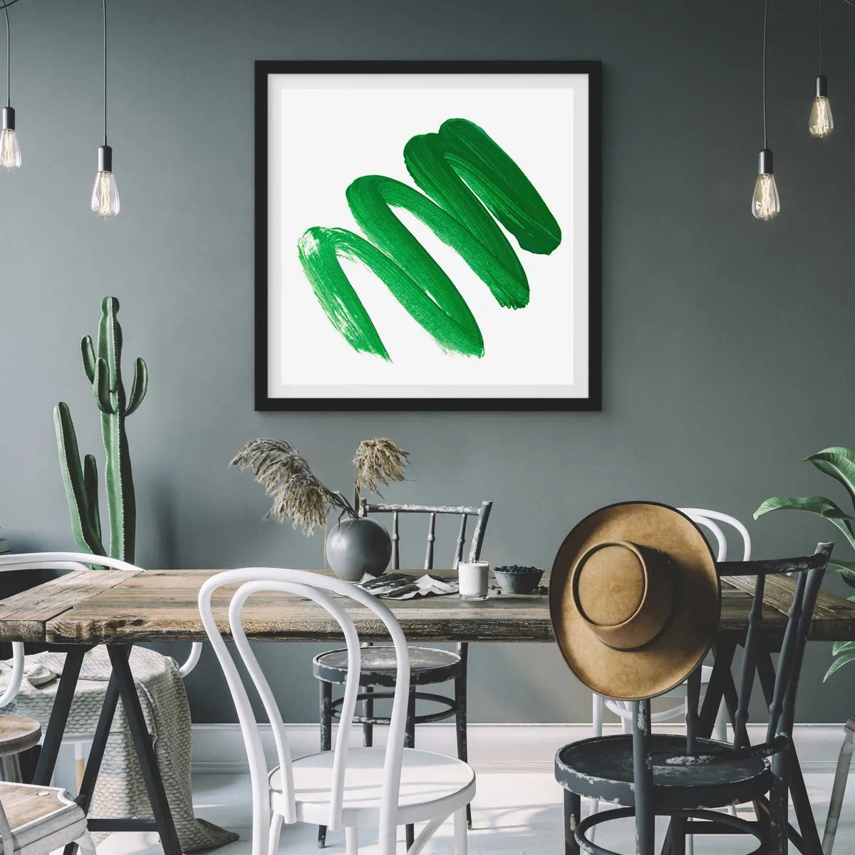 Affiche dans un cadre noir - Poster - Blague verte - 30x30 cm