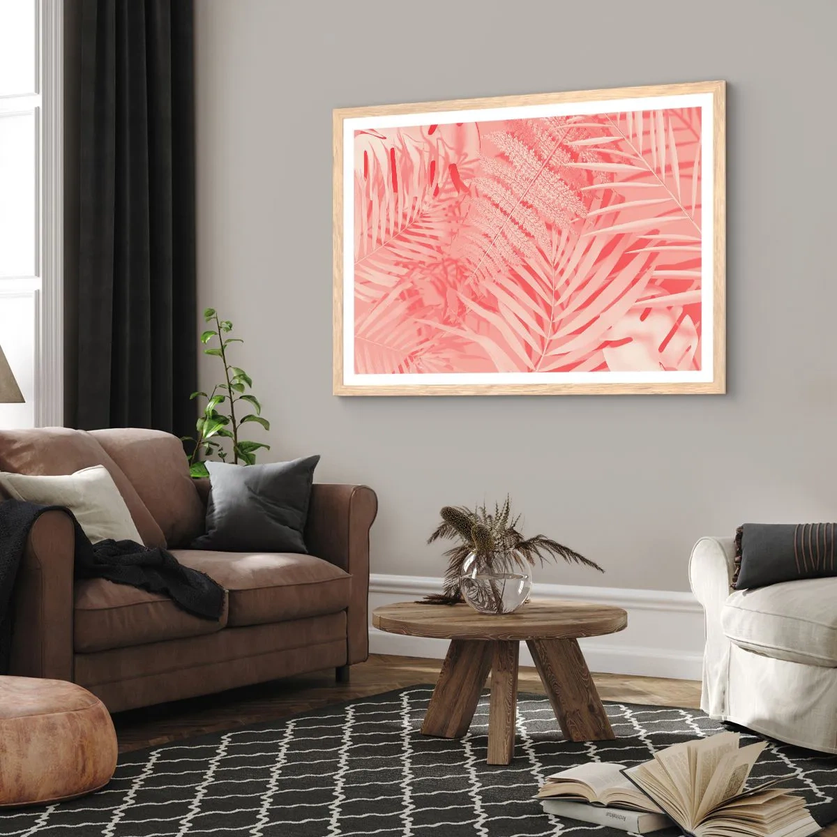 Affiche dans un chêne clair - Poster - Concept de rose - 100x70 cm