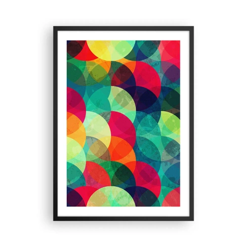 Affiche dans un cadre noir - Poster - Cercles abstraits et colorés se chevauchant - 50x70cm - Ascension - Décoration murale moderne pour le salon et la chambre ARTTOR