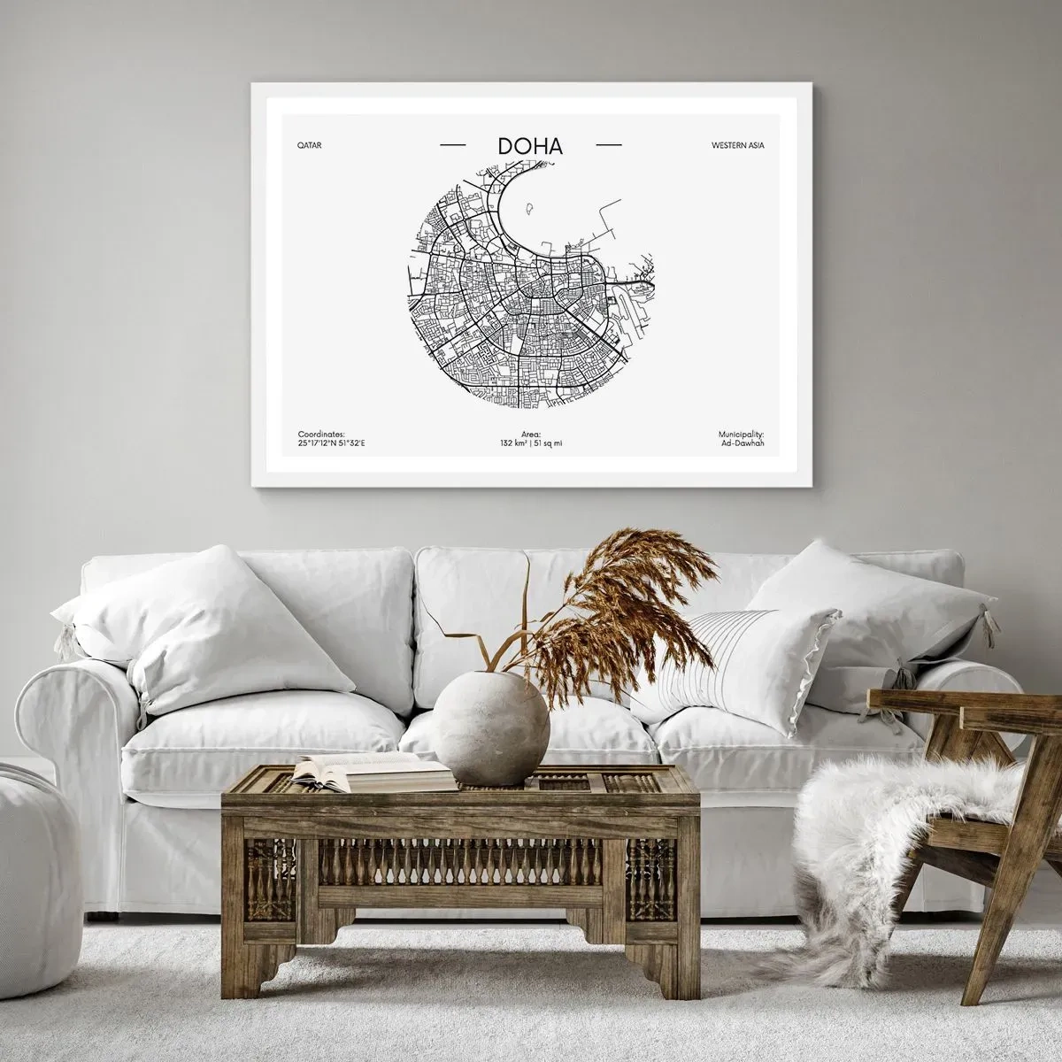 Affiche dans un cadre blanc - Poster - Anatomie de Doha - 100x70 cm