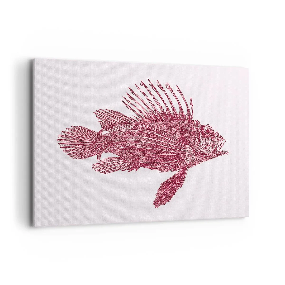Impression sur toile - Image sur toile - Dessin d'un poisson dans une teinte rouge - 100x70cm - Un habitant des eaux exotiques - Décoration murale moderne pour le salon et la chambre ARTTOR