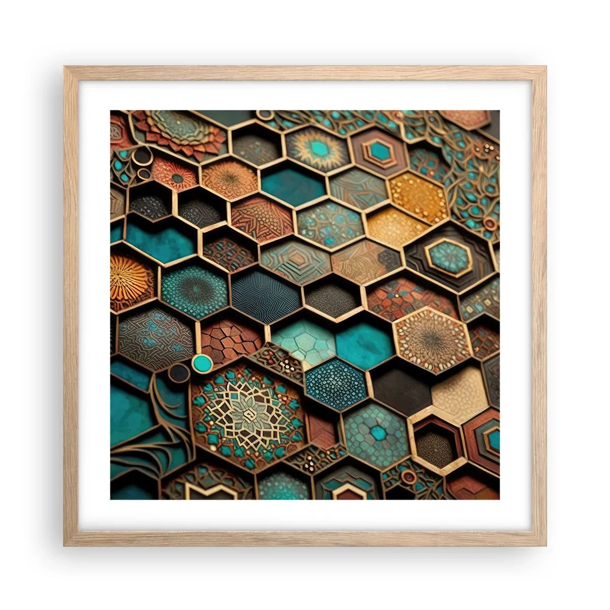 Affiche dans un chêne clair - Poster - Ornements arabes – variation - 50x50 cm