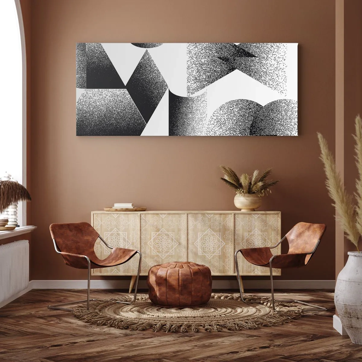Impression sur toile - Image sur toile - Géométrie composée d'angles et de formes ovales - 160x50cm - Angles et ovales - Décoration murale moderne pour le salon et la chambre ARTTOR