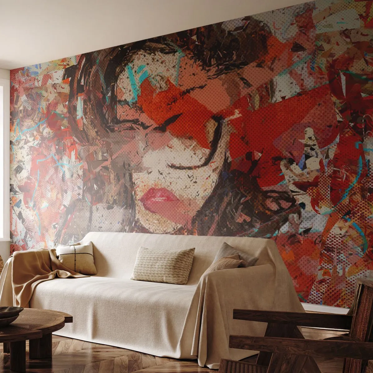 Papier Peint Autocollant Deluxe Sticker - Personne ne sait ce que tu es vraiment - Abstraction, Portrait d'une femme, Graphique - 150x105 cm