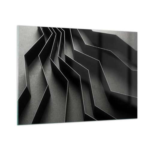 Impression sur verre - Image sur verre - Formes géométriques noires avec profondeur et clair-obscur - 100x70cm - Ordre spatial - Décoration murale moderne pour le salon et la chambre ARTTOR