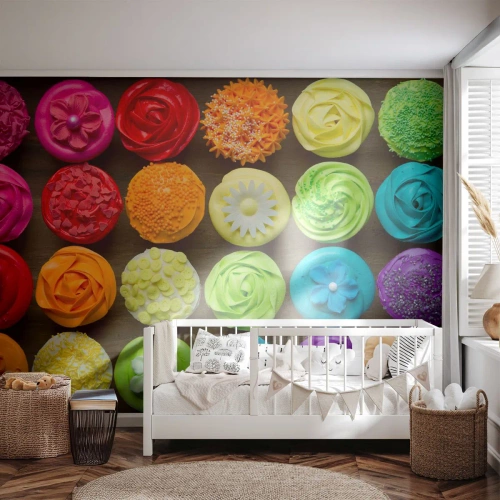 Papier Peint Autocollant Deluxe Sticker - Tous différents - tous délicieux - La gastronomie, biscuits colorés, 3D - 100x70 cm