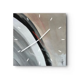 Horloge murale - Pendule murale - Arche abstraite dans les tons de noir, gris et beige - 30x30cm - Composition : arc de noir et gris - Décoration murale moderne pour le salon et la chambre ARTTOR