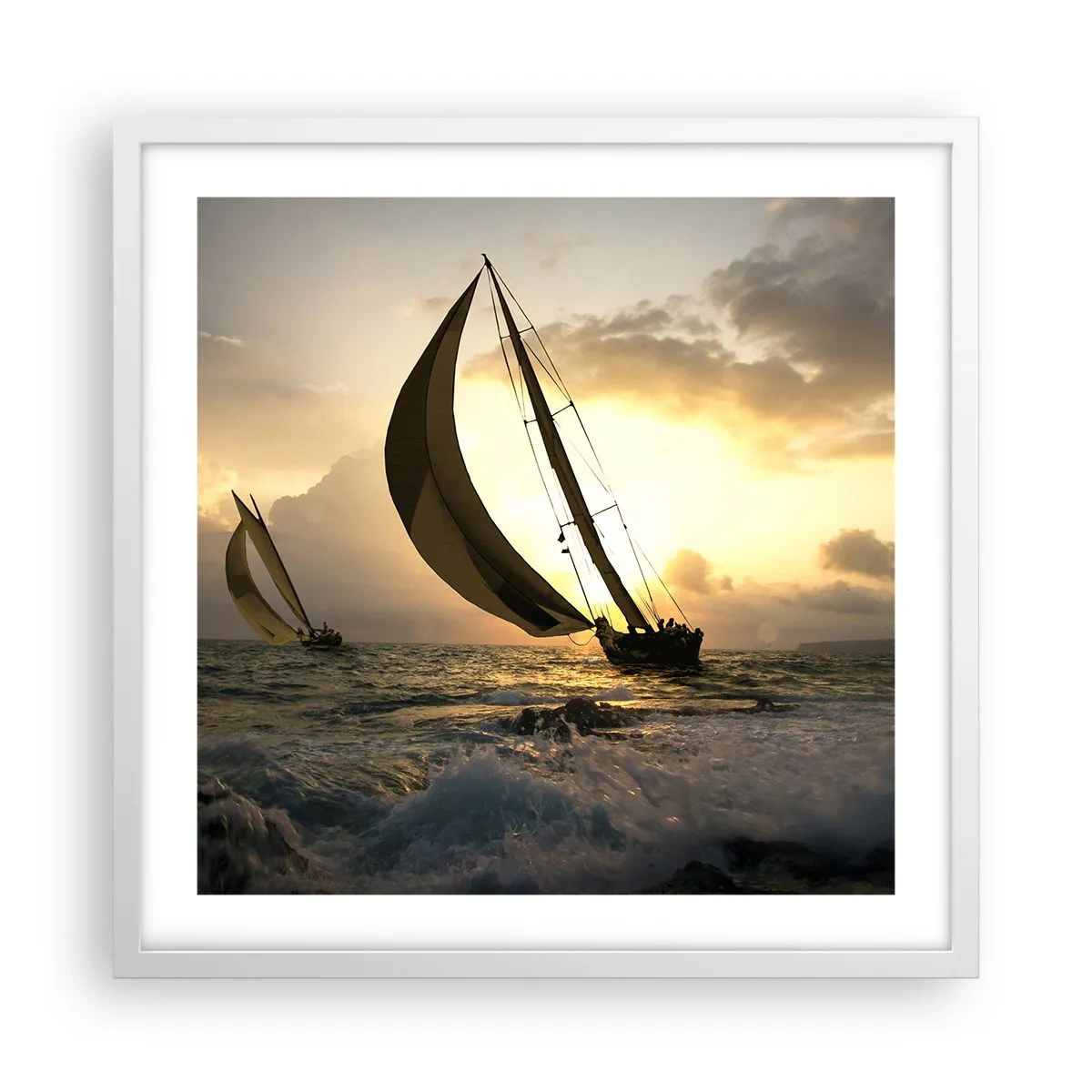 Affiche dans un cadre blanc - Poster - Avec le vent et contre le vent - 50x50 cm