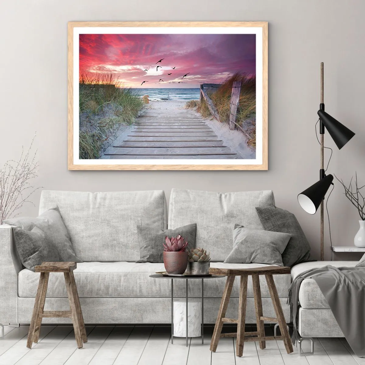 Affiche dans un chêne clair - Poster - Impression de la Baltique - 40x30 cm