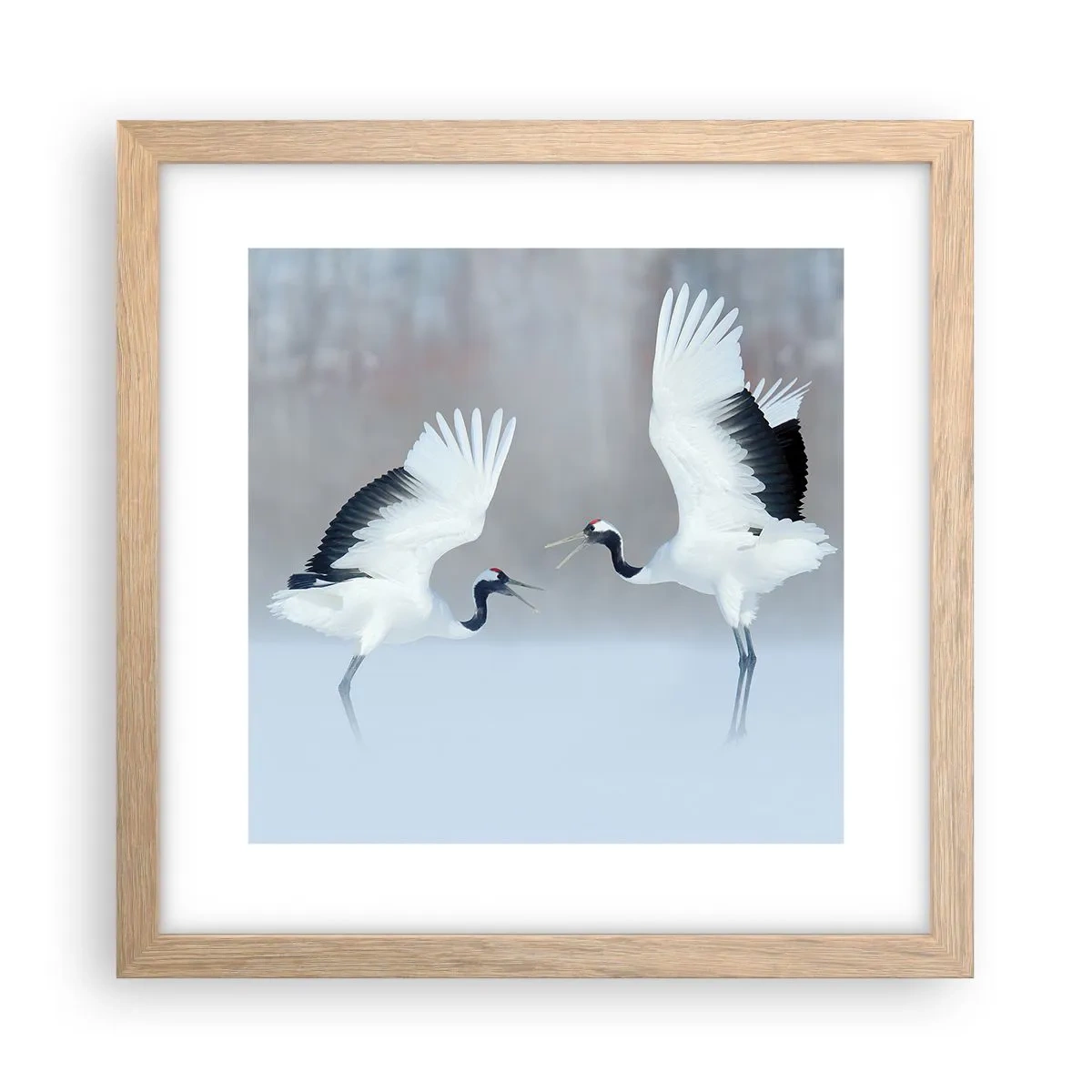 Affiche dans un chêne clair - Poster - Danse dans le brouillard - 30x30 cm