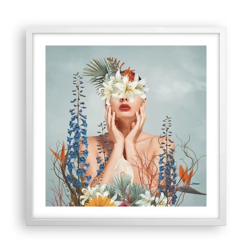 Affiche dans un cadre blanc - Poster - Femme - fleur - 50x50 cm
