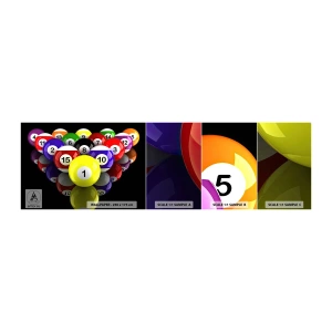 Échantillon de Papier Peint Autocollant Deluxe Sticker - Différentes couleurs de jeu - sport, Billard, Boules de billard - 100x30 cm