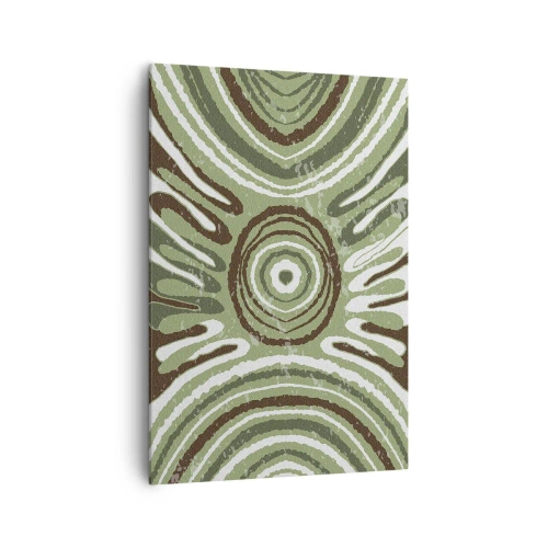 Impression sur toile - Image sur toile - Motifs abstraits dans les tons de vert et de marron - 70x100cm - Une explosion d'émotions - Décoration murale moderne pour le salon et la chambre ARTTOR