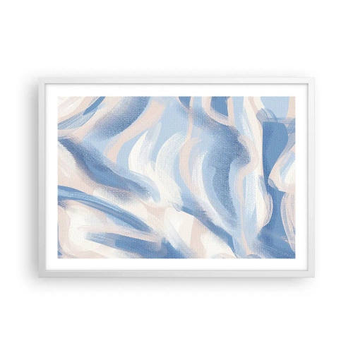 Affiche dans un cadre blanc - Poster - Vagues bleues - 70x50 cm