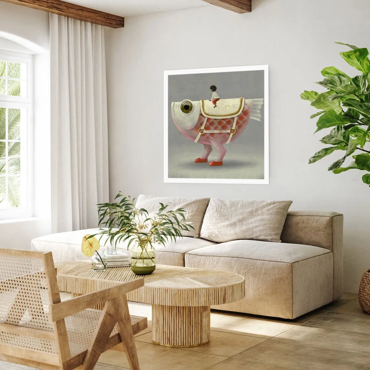 Affiche - Poster - Le cavalier poisson - 30x30 cm