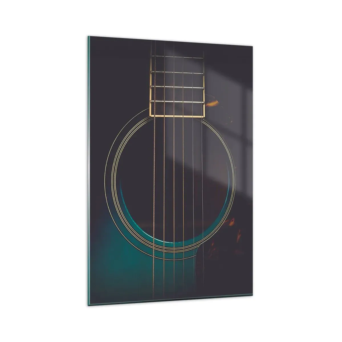 Impression sur verre - Image sur verre - Guitare acoustique dans une lumière sombre et élégante - 80x120cm - Le calme avant la tempête - Décoration murale moderne pour le salon et la chambre ARTTOR