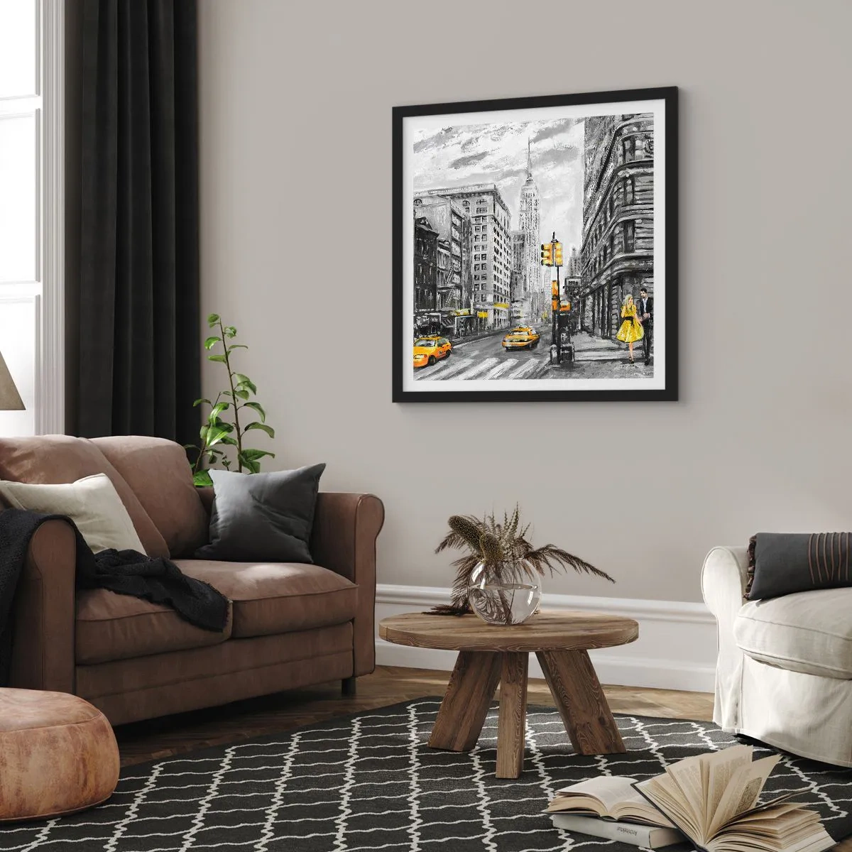 Affiche dans un cadre noir - Poster - Une histoire new-yorkaise - 60x60 cm