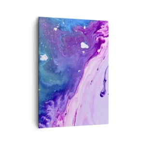 Impression sur toile - Image sur toile - Abstraction aux couleurs violettes et turquoise inspirée des contrastes - 50x70cm - Yin et yang - Décoration murale moderne pour le salon et la chambre ARTTOR